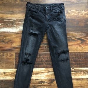 American Eagle High Waisted Light Black Wash Jeans